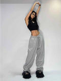 Poshoot Casual Gray Sweatpants Women Wide Leg Black Joggers Classic Baggy Streetwear Female Oversized Sports Trousers All-match