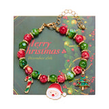 Poshoot Christmas Drip Oil Santa Claus Beaded Bracelets for Women Handmade Crystal Beads Christmas Tree Sock Charm Bracelet Jewelry Gift