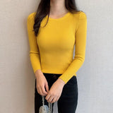 Poshoot 2024 Basic O-Neck Slim Fit Pullover for Women Spring Autumn Long Sleeve Knitted Sweaters Woman Solid Wild Women's Jumper