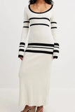 Poshoot Christmas Thanksgiving Gifts  Striped Knitted Maxi Dress