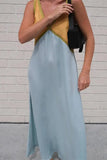 Poshoot Christmas Thanksgiving Gifts  Patchwork V-Neck Strapless Maxi Dress