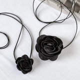 2Pcs 145CM Long Rope Chains With Large Rose Flower Necklace for Women Adjustable Bowknot Clavicle Choker Y2K Wed Accessories New