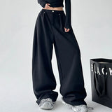 Poshoot 2025 Spring Wide Leg Loose Sweatpants Women Y2K American Retro Baggy Pants Woman Streetwear Hip Hop Oversized Trousers