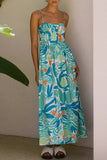 Poshoot Christmas Thanksgiving Gifts  Elegant Printed Spaghetti Strap Maxi Dress