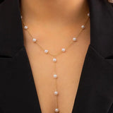 Poshoot Gothic Simple Imitation Pearl Chest Long Chain Necklace for Women Wed Bridal Kpop Bead Choker Neck Jewelry Accessories