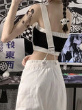 Poshoot Women Jumpsuit Harajuku White Jeans Korean Style Streetwear Black Denim Pants Female High Waist Trouser Casual Aesthetic