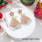 Poshoot Luxury Imitation Pearl Zircon Snowflake Drop Earrings for Women Full Rhinestone Christmas Tree Earrings Girls Party Jewelry Gift