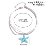 Boho Multilayer White Rope Chain With Large Starfish Star Pendant Necklace for Women Summer Kpop Choker Y2K Jewelry Accessories