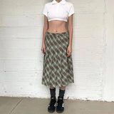 Poshoot Fashion Plaid High Waist Pleated Midi Skirt Preppy Style  Casual Streetwear Daily Korean Summer Chic A-Line Women Cltohes