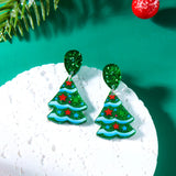 Poshoot Classic Green Christmas Tree Acrylic Printed Earrings for Women Cartoon Pattern Red Star Gloves Drop Earring Xmas Jewelry Gifts