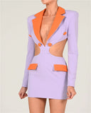 Poshoot Contrast Blazer Cut-Out Dress