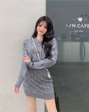 Poshoot Two Piece Sets Womens Outfits Autumn New Knitted Sweater Pink Set Skirt Women's Short Skirt Two Piece Set Women's Clothing
