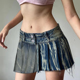 Poshoot-Vintage Blue Low Rise Denim Skirt