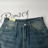 Poshoot Vintage Wide Leg Cargo Jeans Women 2023 Autumn High Waist Bagge Pants Woman Y2K Streetwear Loose Denim Trousers Female