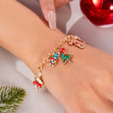 Poshoot Cute Christmas Series Santa Claus Tree Elk Pendant Bracelets for Women Handmade OT Chain Thanksgiving Xmas Party Jewelry Gifts