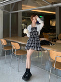 Poshoot Summer Sweet Sexy Plaid Strap Dress Women Kawaii Clothing Y2k Mini Dress Y2k Evening Short Party Dress Korean Fashion Chic