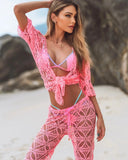 Poshoot Sexy Women 3 Pieces Swimsuits Bikinis Sets With Skirt Pants Cover Ups Swimming Suits Female Swimwear Summer Outfits Beachwear