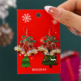 Poshoot New Fashion Plush Christmas Tree Earrings for Women Cute Rhinestone Santa Claus Bells Drop Earring Xmas New Year Holiday Jewelry