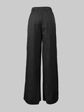 Poshoot Trendy Women's Suit Pants Autumn Spring Loose Wide Leg Asymmetric Solid Color Split-Joint High Waisted Formal Trousers