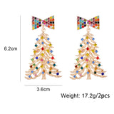 Poshoot Delicate Colorful Crystal Christmas Tree Drop Earrings for Women Shiny Rhinestone Bowknot Earrings Girls Holiday Jewelry Gifts