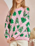 Poshoot Women Comfy Christmas Sweaters Casual Warm Christmas Tree Print Long Sleeve Pullovers Tops Basic Knitwear for Fall Streetwear