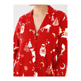 Poshoot Women¡¯s 2 Piece Christmas Pajama Set Long Sleeve Cartoon Print Button Up Shirt + Elastic Pants Set Winter Sleepwear Lounge Sets