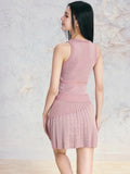 Poshoot-Skinny Knit With Tank Top A-line Skirt Two-piece Set Summer 2023 New Suit Party Korean Elegant Lady Style