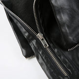 Poshoot-Punk Zipper Metal PU Leather Pleated Skirt