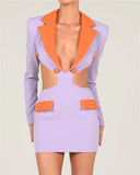 Poshoot Contrast Blazer Cut-Out Dress