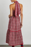 Poshoot Christmas Thanksgiving Gifts  Elegant Strapless Patchwork Maxi Dress