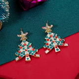 Poshoot New Trendy Rhinestone Christmas Tree Earrings for Women Exquisite Zircon Xmas Tree Drop Earring Girls New Year Festival Jewelry