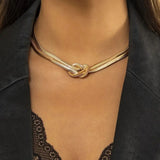 Poshoot-Poshoot Unique Twisted Chunky Flat Snake Chain Necklace for Women Sexy Vintage Clavicle Choker Grunge Jewelry Gift Bijoux 2022