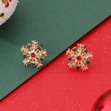 Poshoot Fashion Colorful Snowflake Stud Earrings for Women Charm Rhinestone Snow Flower Earring Girls Christmas Holiday Party Jewelry