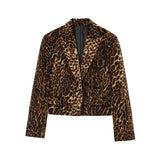 Talenza Leopard Print Blazer 2 Piece Set Women's Fashion Printed Blazer Top Slim High Waist Short Skirt Street Female Skirt Suit