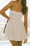 Poshoot Christmas Thanksgiving Gifts  A-Line Lace Strapless Off-Shoulder Tie-Up Mini Dress