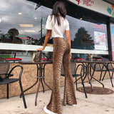 Poshoot High Waist Leopard Tiger Print Flare Leggings 2024 Women Design Sexy Trousers Club Flare Legs Pants Casual Women Clothing