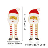 Poshoot Creative Long Legs Santa Claus Christmas Earrings for Women Cute Painting Oil Animal Elk Christmas Tree Earring New Year Jewelry