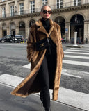 Poshoot Winter Thicken Warm Fade Oversized Women Long Jacket  Loosen Casual Lapel Maxi Coats Female 2024 Autumn High Street Chic Jackets