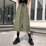 Poshoot 2024 Harajuku Long Skirt Pants Women Elastic Waist Oversized Cargo Pants Woman Summer Streetwear Wide Leg Trousers Female