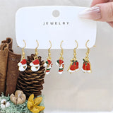 Poshoot 3 Pairs Cute Santa Claus Snowman Elk Combination Earrings for Women Enamel Cartoon Christmas Earrings Xmas New Year Jewelry Gift