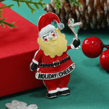 Poshoot Fashionable Rhinestone Drip Oil Santa Claus Brooches for Women Alloy Christmas Tree Gloves Unisex Holiday New Year Jewelry Gifts