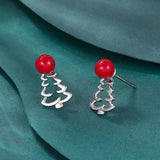 Poshoot Fashion Small Christmas Earrings for Women Cute Asymmetric Elk Santa Claus Snowflake Xmas Tree Stud Earring Girls Party Jewelry