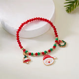 Poshoot Merry Christmas Multicolor Rice Beads Bracelet for Women Snowman Santa Claus Crutch Wreath Pendant Bracelets New Year Jewelry