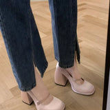 Poshoot-Mary Jane Shoes Lolita Women Pumps Block Heel Designer Elegant Casual Cute Shoes Fashion Sexy Round Toe Parties Pink Heels