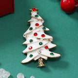 Poshoot Fashionable Rhinestone Drip Oil Santa Claus Brooches for Women Alloy Christmas Tree Gloves Unisex Holiday New Year Jewelry Gifts