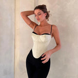 Poshoot Women's Y2K Basic Camisole Corset Casual Summer Contrast Color Slim Fit Sleeveless Crop Tops for Streetwear Clubwear