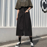 Poshoot 2024 Harajuku Long Skirt Pants Women Elastic Waist Oversized Cargo Pants Woman Summer Streetwear Wide Leg Trousers Female