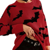 Poshoot Long Sleeve Sweater Women Cute Halloween Printed Graphic Sweater Casual Loose Basic Pullover Warm Knittwear Tops