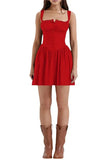 Poshoot Christmas Thanksgiving Gifts  Spaghetti Strap Sleeveless Square Neck A-Line Mini Dress