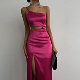 Poshoot Rosette Tassels High Slit Dress